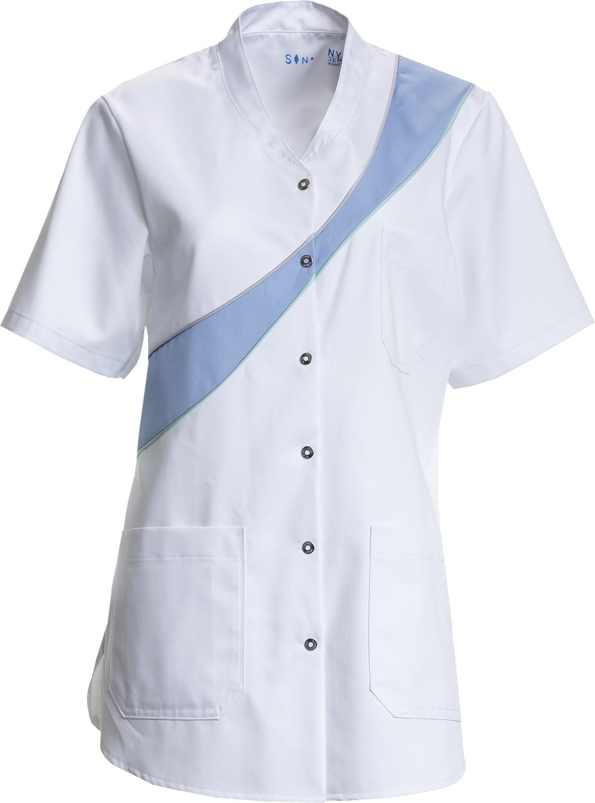 White/Light Blue/Light Green/Pale Grey Ladies´ Tunic w. cotton on inside, Sunshine (1160331) 