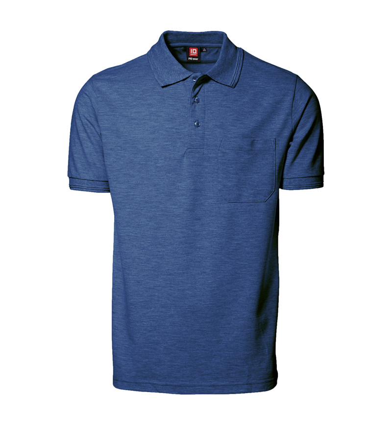 Blue melange Mens Polo Shirt w. breastpocket, Prowear (8250281) 